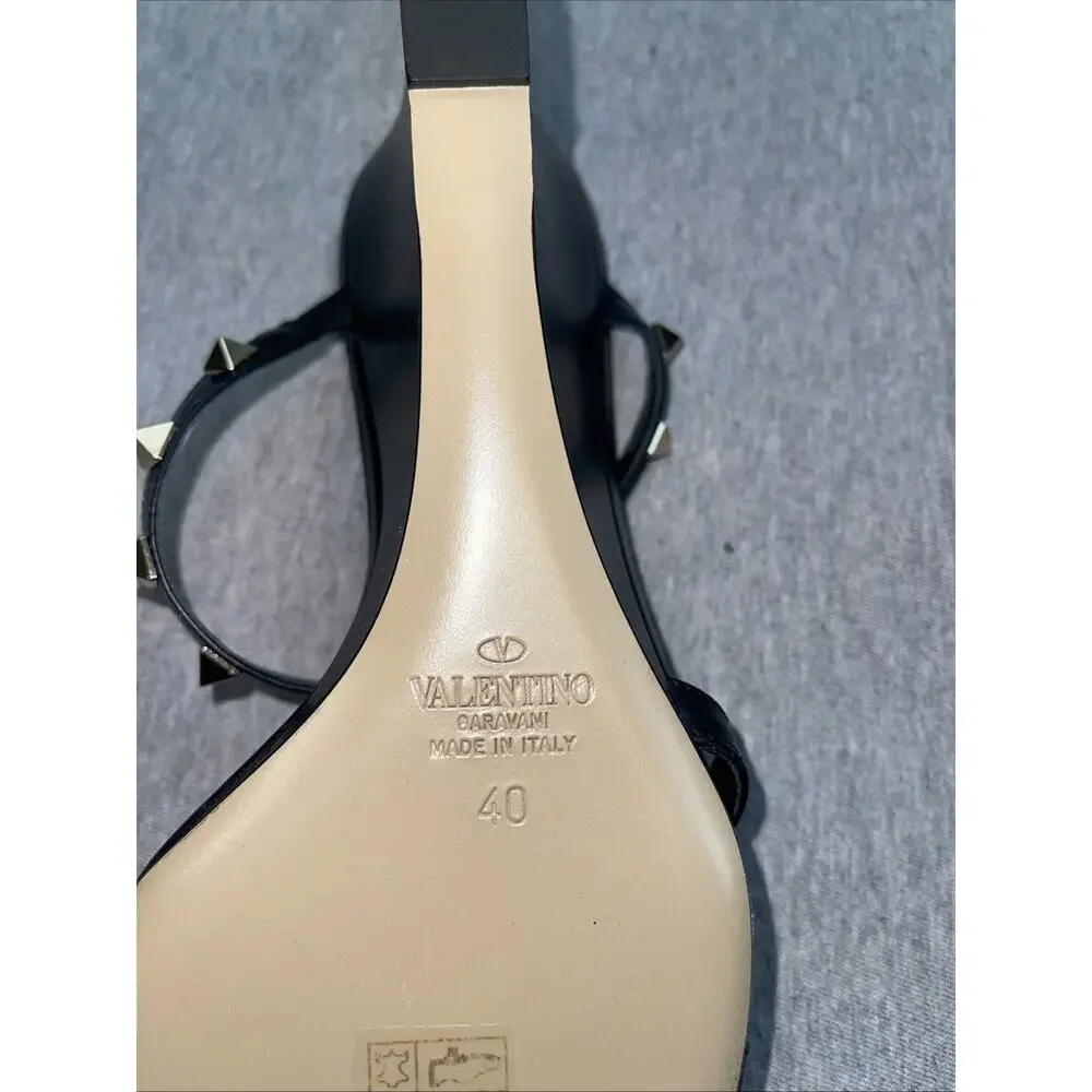 Valentino Sandals Womens US 10 (EU 40) Black‎ Rockstud Wedge Made In Italy